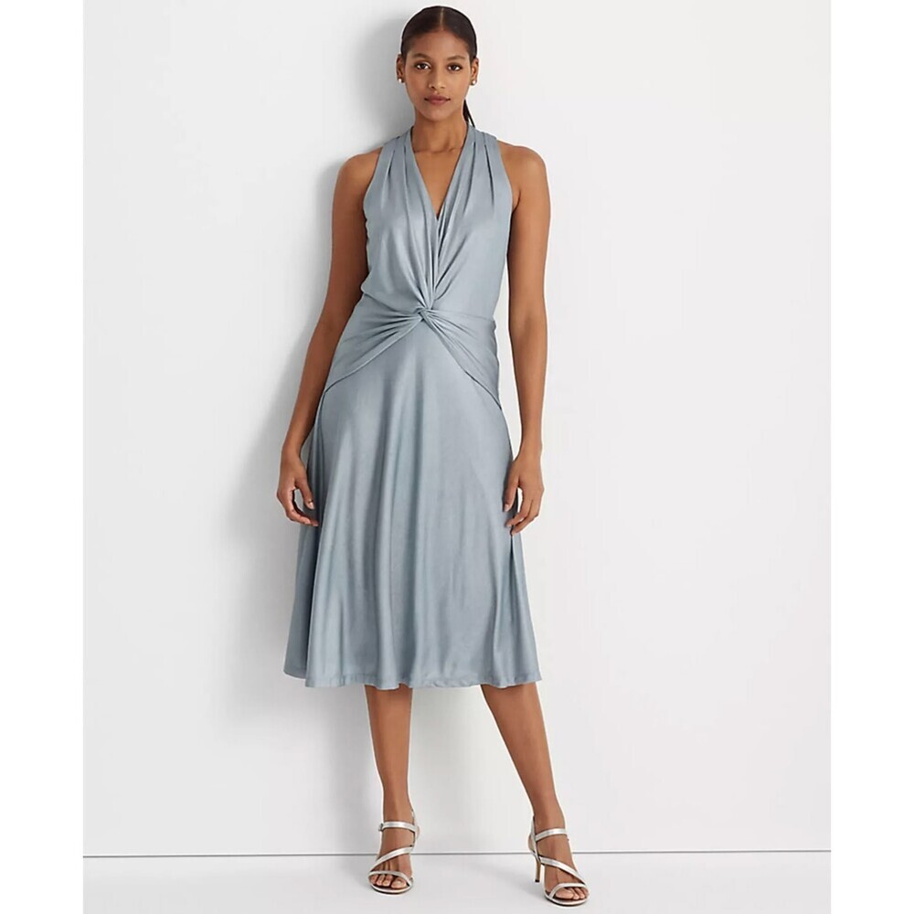 NEW Lauren Ralph Lauren Women's 10 Foil-Print Jersey Twist-Front Dress NWT $245